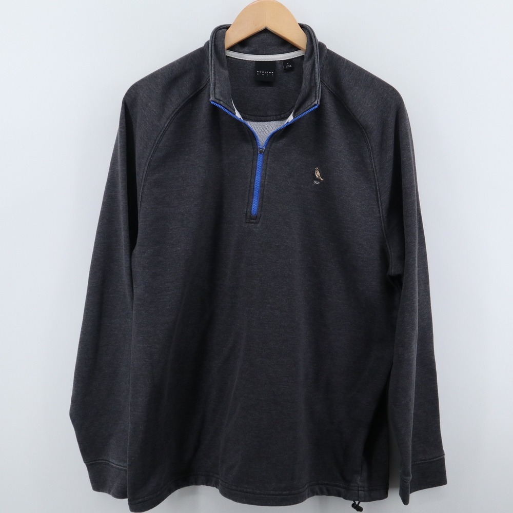 Dunning Golf Pullover Mens Large 1/4‎ Zip Gray Modern Bird Logo Excellent